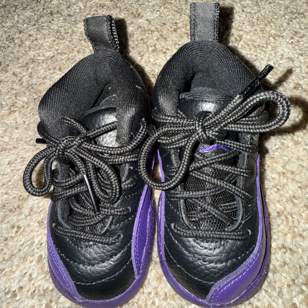Jordan 12  Black and Purple Shoes